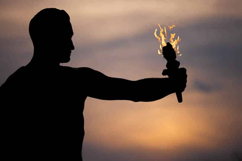 The Torchbearer during sunset on February 16, 2024. Photo by Breven Walker / University of Tennessee.