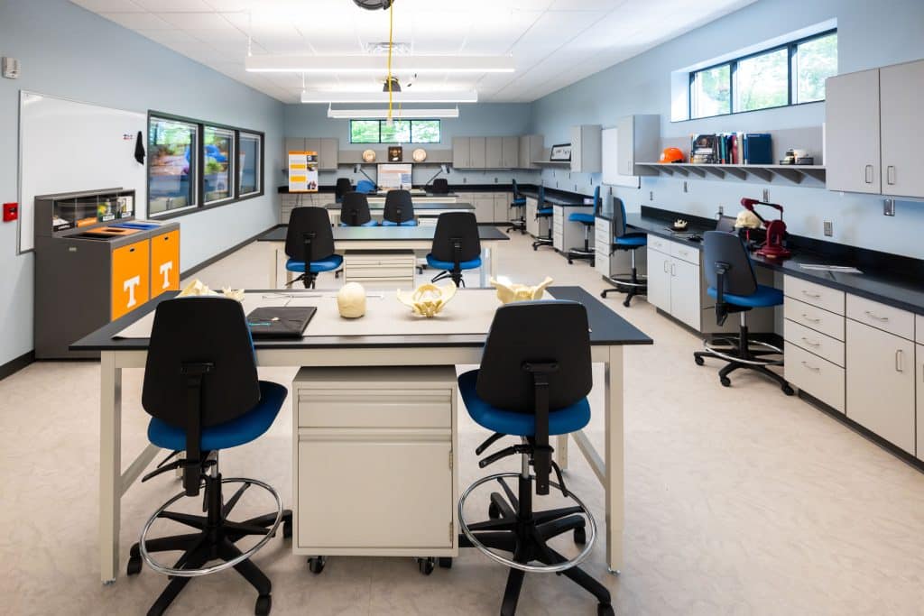 during the Forensic Anthropology Lab opening at the William M. Bass Forensic Anthropology Building on April 17, 2026. Photo by Steven Bridges/University of Tennessee.